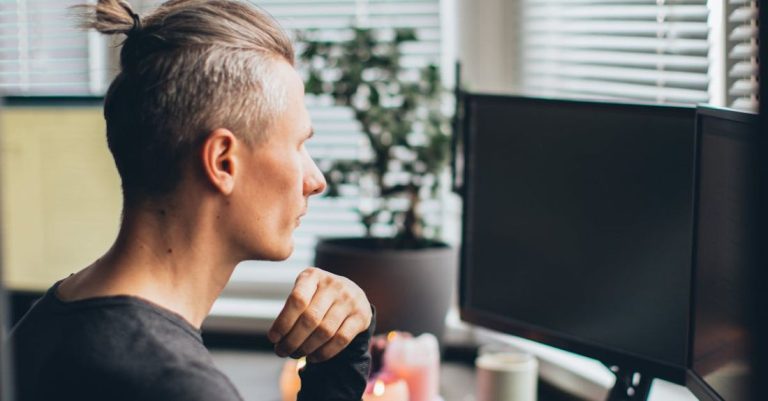 Remote Work - Man In Front of His Computer